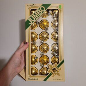 Vintage Pyramid Jumbo 18 Total Colored Glass Christmas Ornaments USA